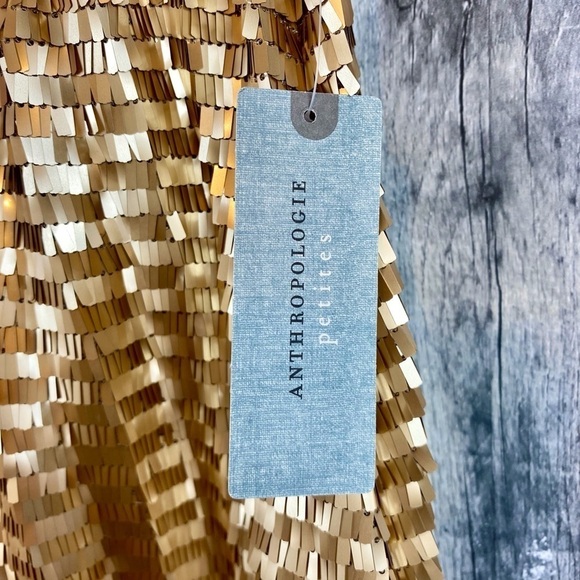 NWT Anthropologie Maeve Natalia Sequined Midi Skirt in Gold Size Small Petite. - Picture 7 of 16